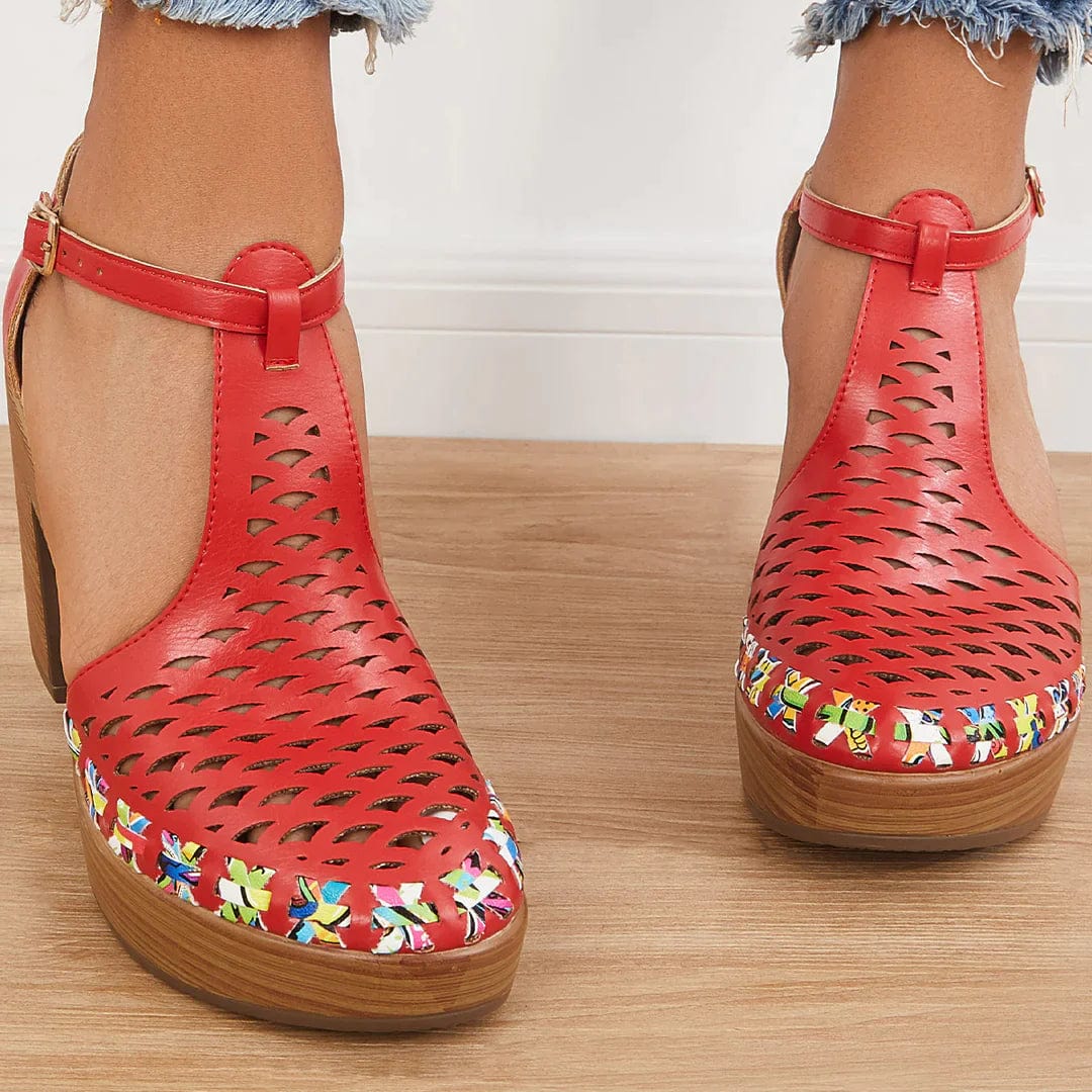 Lively® Sandales Rouge / 35 Sabots à talons en maille | Lively™