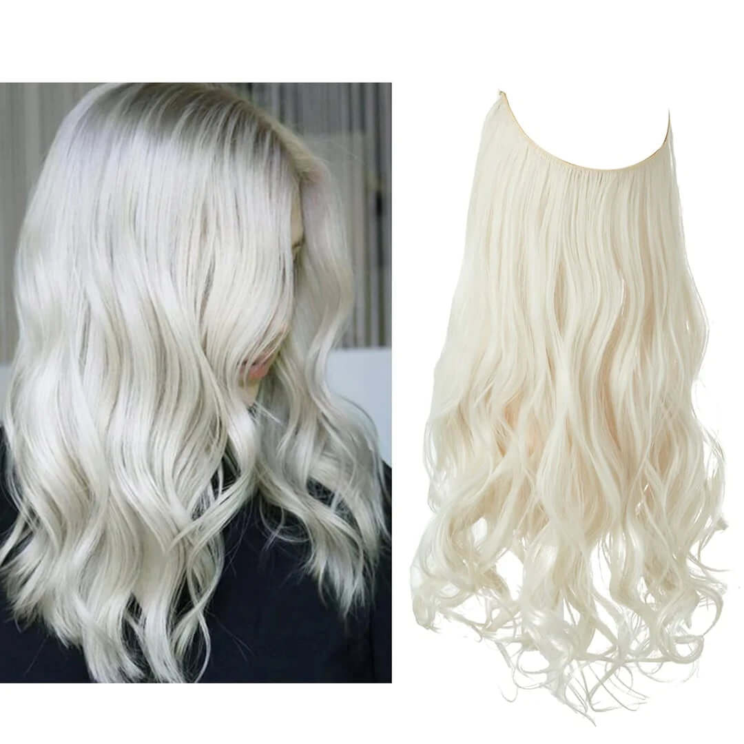 Lively® Platin Blond / 40cm - 110g Unsichtbare Haar Extensions - Gewellt
