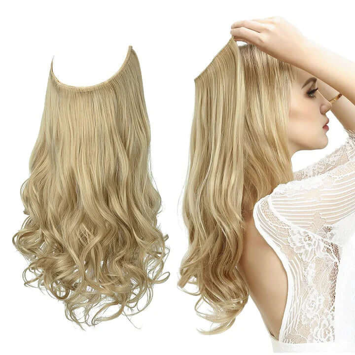 Lively® Helles Aschblond / 40cm - 110g Unsichtbare Haar Extensions - Gewellt