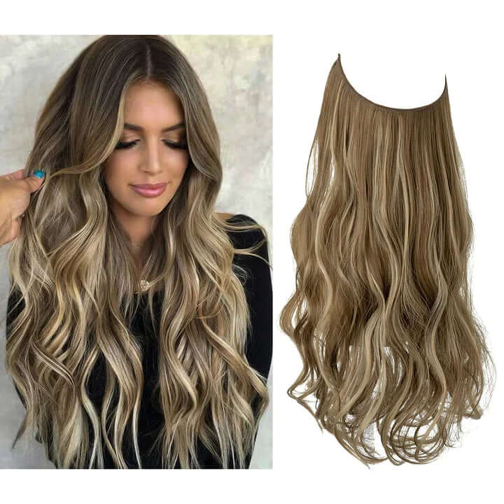 Lively® Aschbraun / Aschblond / 40cm - 110g Unsichtbare Haar Extensions - Gewellt