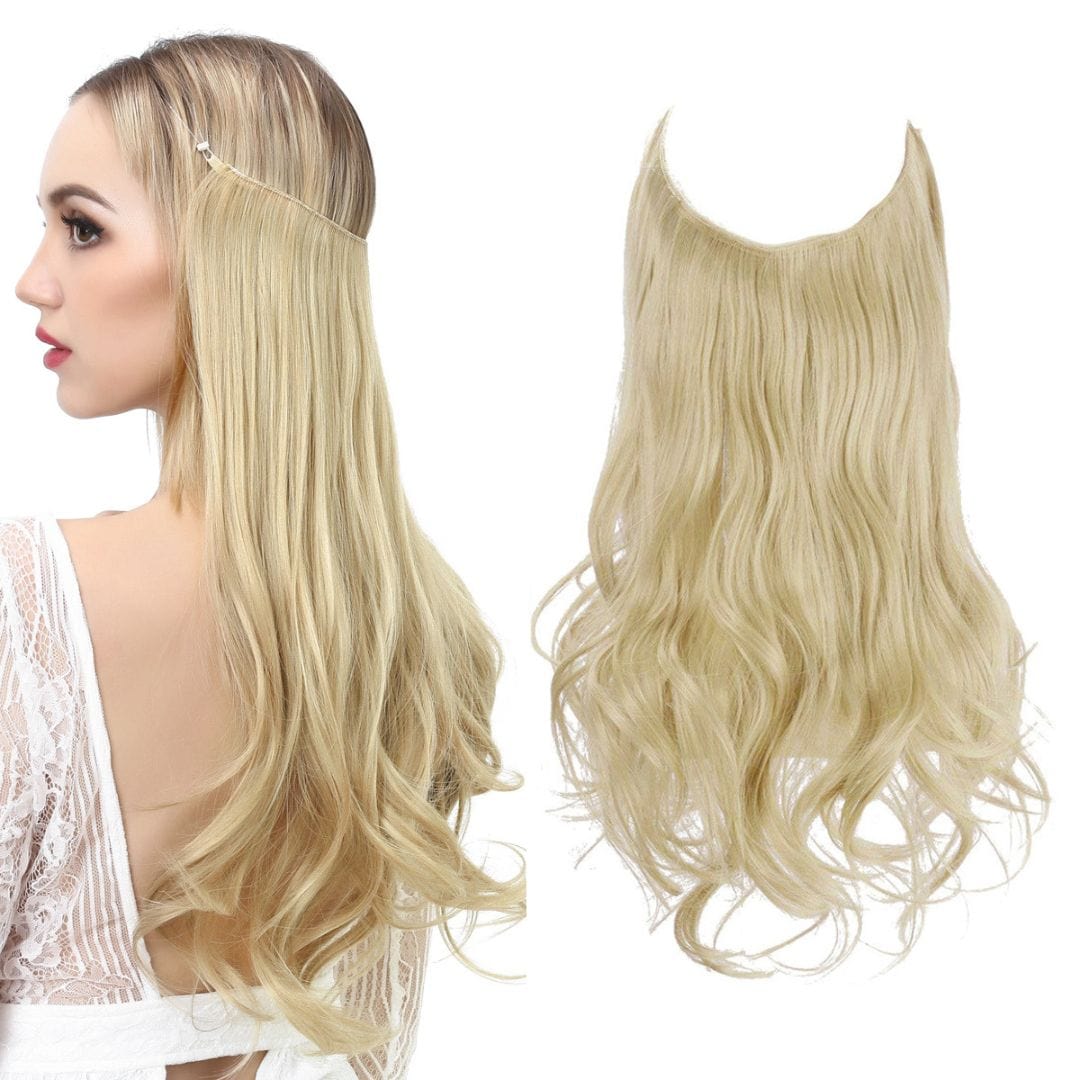 Lively® Pale Aschblond / 40cm - 110g Unsichtbare Haar Extensions - Gewellt