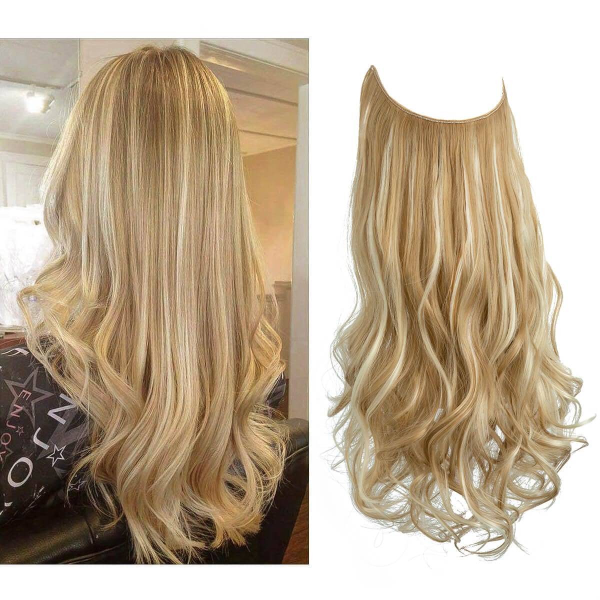 Lively® Goldenes Strand Blond / 40cm - 110g Unsichtbare Haar Extensions - Gewellt