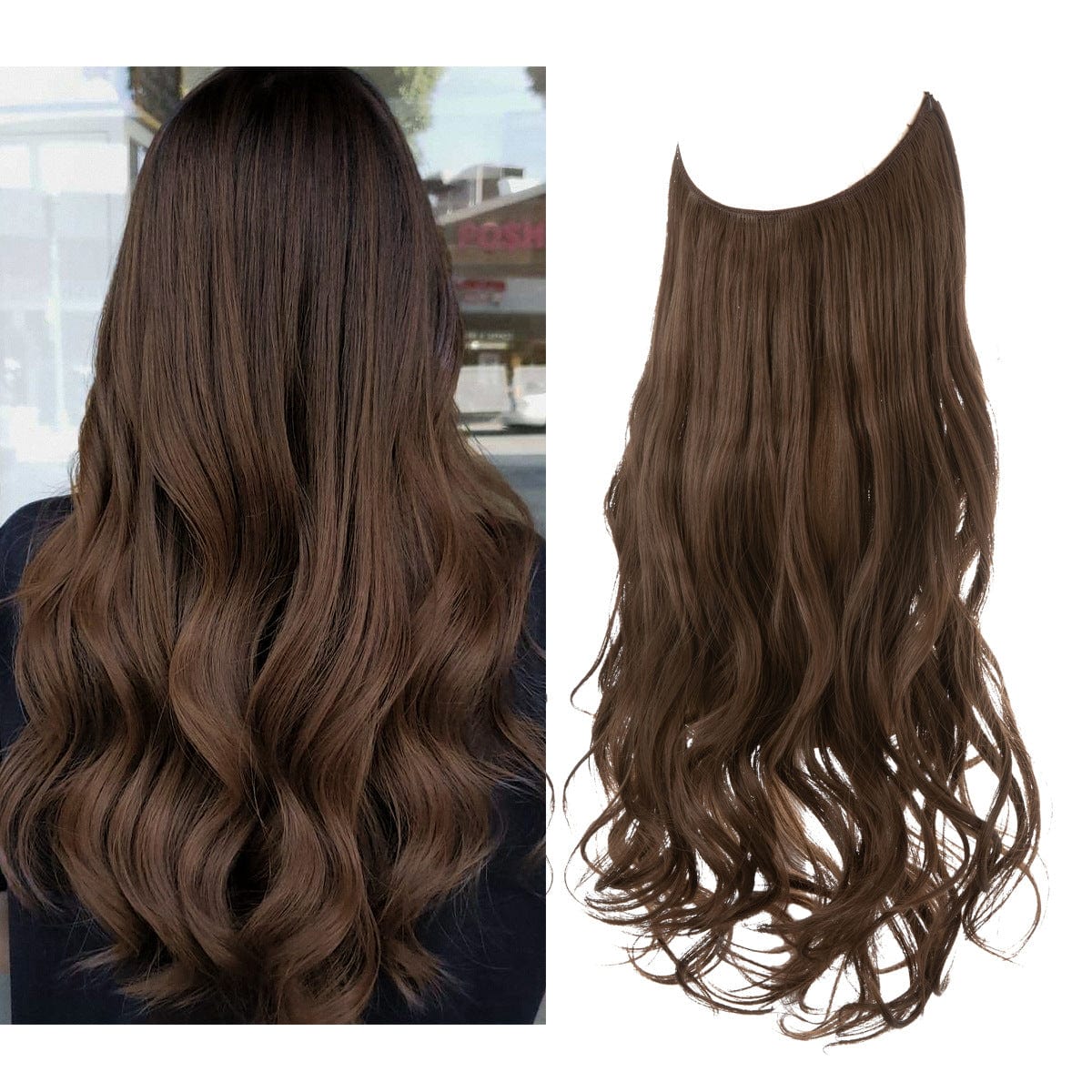 Lively® Mittelbraun / 40cm - 110g Unsichtbare Haar Extensions - Gewellt