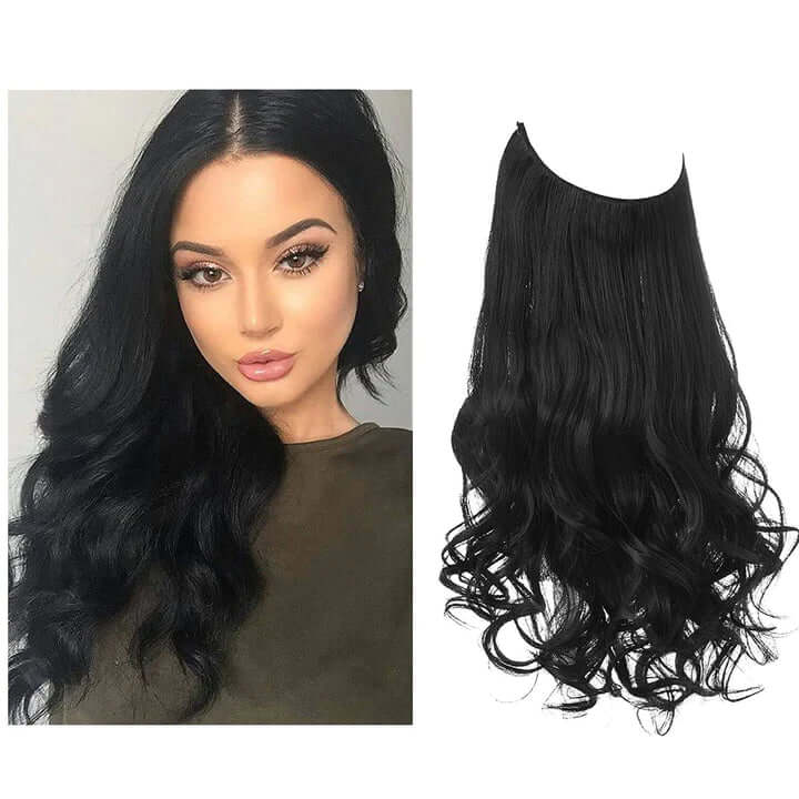 Lively® Schwarz / 40cm - 110g Unsichtbare Haar Extensions - Gewellt