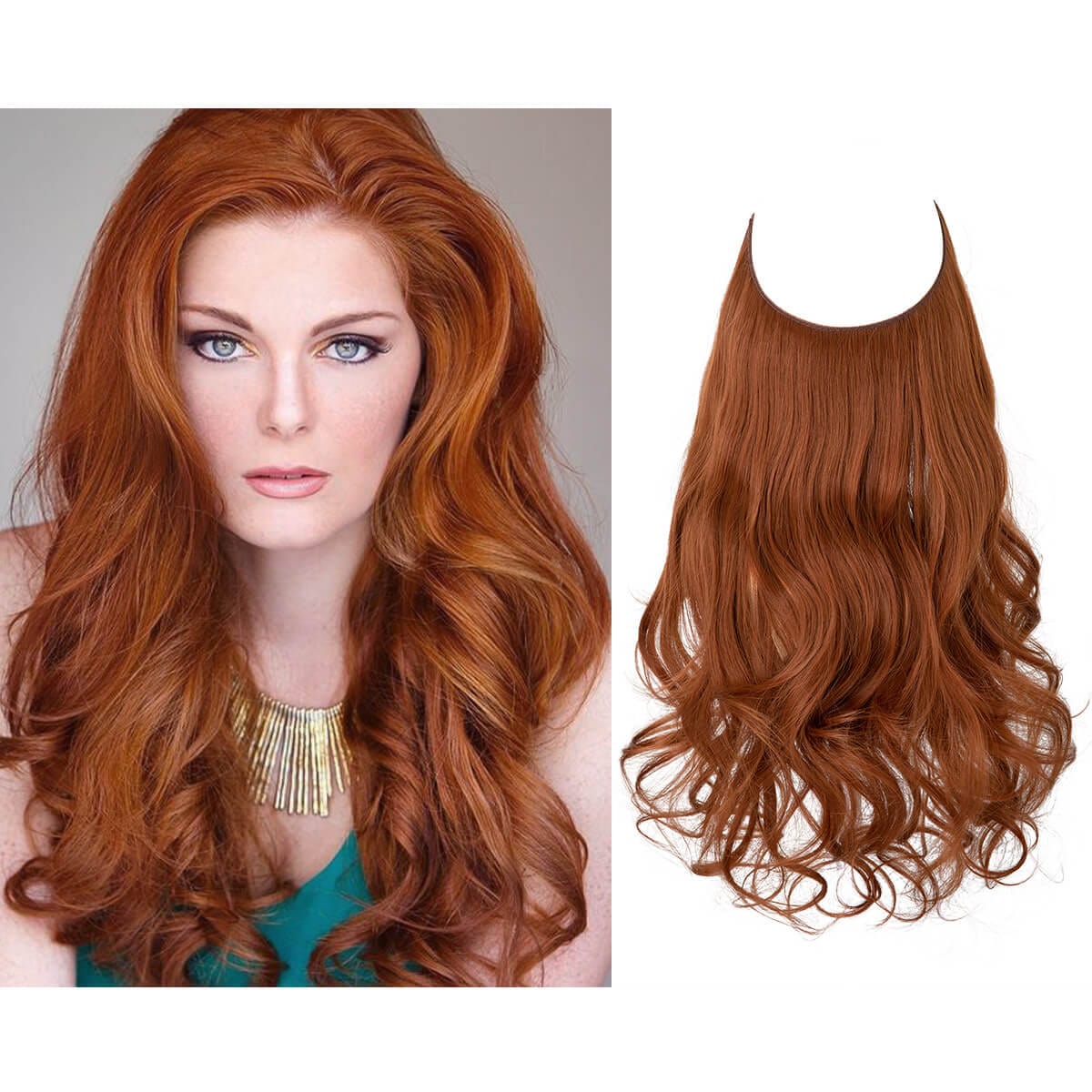Lively® Kupferbraun / 40cm - 110g Unsichtbare Haar Extensions - Gewellt